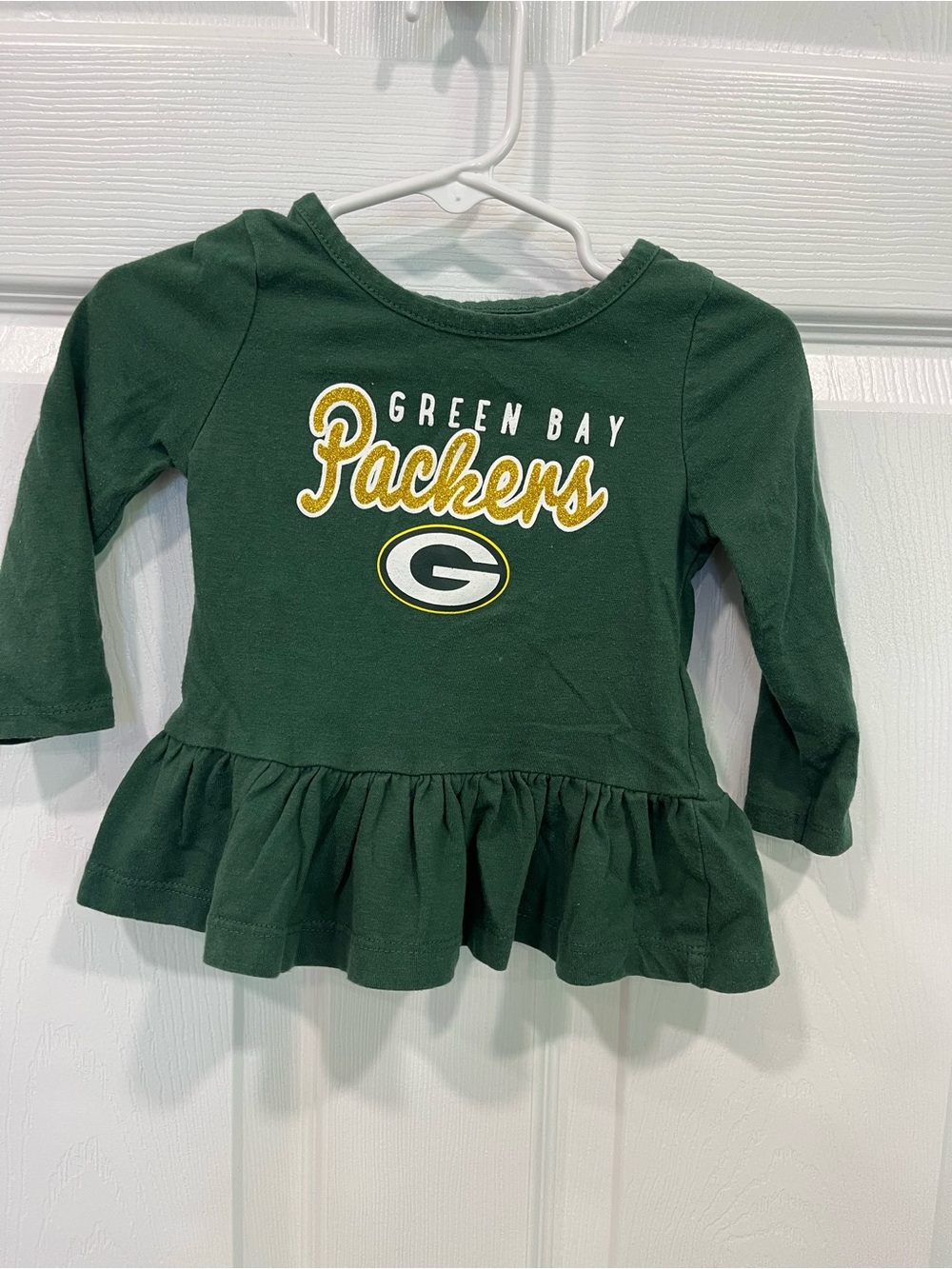 Green Bay Packers toddler girl Long Sleeve Ruffle Top - Green